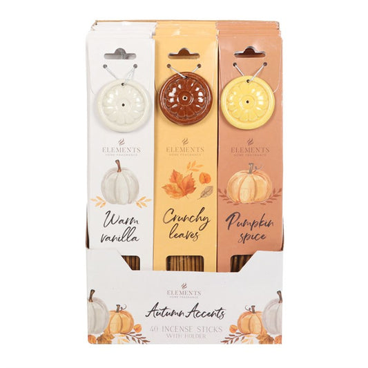 Inciensos Otoñales - Vanilla, Hojas otoño y Pumpkin Spice (Portaincienso incl.)