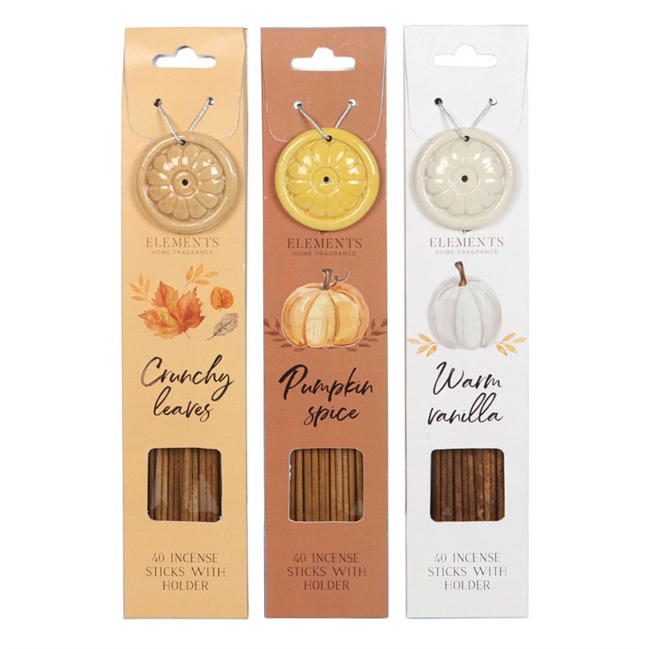 Inciensos Otoñales - Vanilla, Hojas otoño y Pumpkin Spice (Portaincienso incl.)